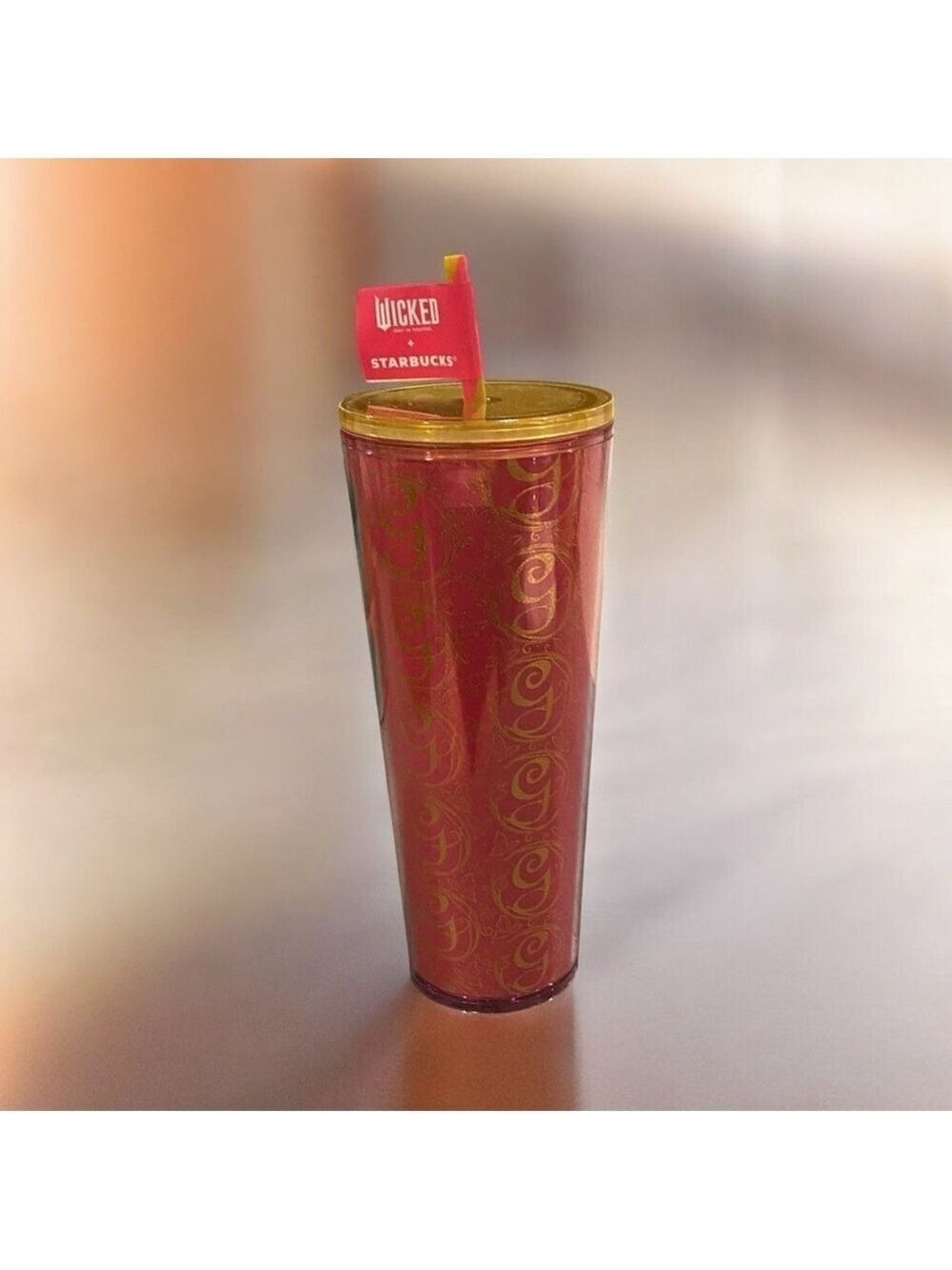 Starbucks Wicked Glinda pink & gold 24 oz venti cold tumbler cup - Picture 7 of 9